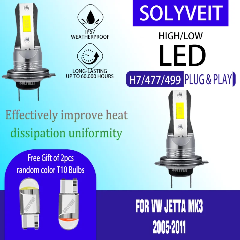 

Upgrade to 6000K White LED High Low Beam – Brighter Than Standard Halogen For VW Jetta MK3 2005 2006 2007 2008 2009 2010 2011