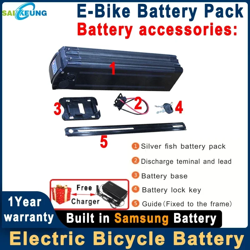 EBike SilverFish Akku Accu 20 24ah 30 40ah 50 60ah Lithium Battery Electric Bicycle 36v48v 52v60v 72v 1000w 2000w 3000w Batterie