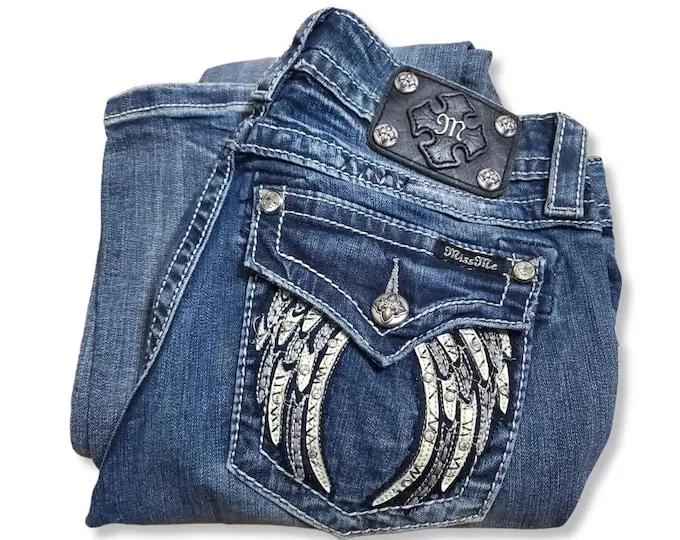 

Hip Hop Wings Blue Denim Jean Embroidery Pattern Pocket Wide Pants Goth Women Jeans Harajuku Y2K Streetwear High Quality Pants