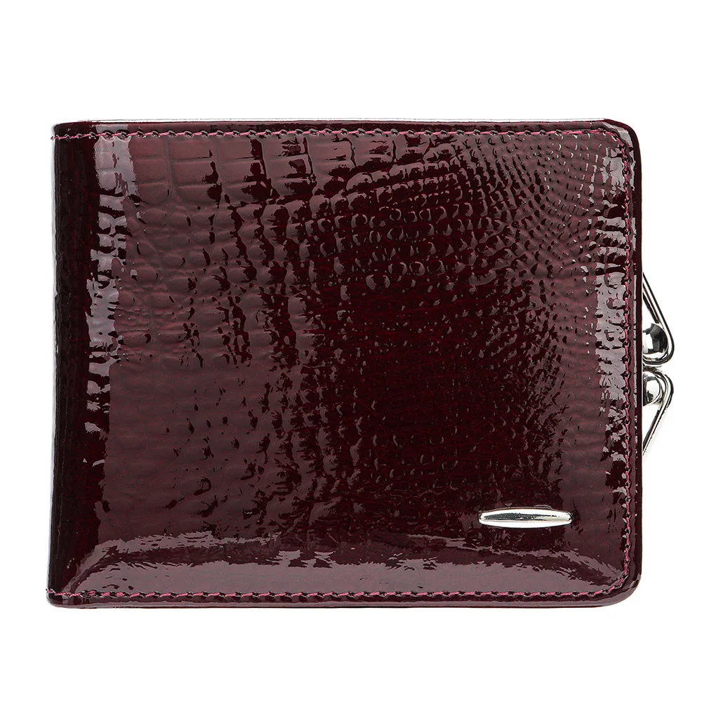 Leather wallet women's short patent leather cowhide card holder delicate women's coin purse