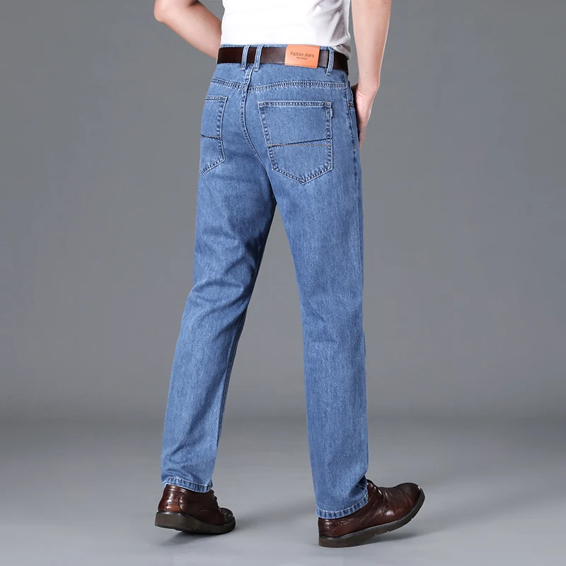 

Summer Jeans Men's Dad Wear Daily Simple Classic Middle-Aged and Elderly Casual All-Match High-End Quality Business Trousers