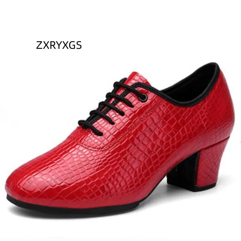 

ZXRYXGS Cowhide Stone Pattern Lacquer Leather Dance Shoes black red 2024 New Spring Soft Sole Women Shoes High Heel 3.5 / 5 cm