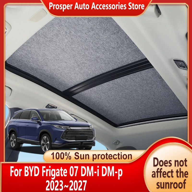 Panoramic Sunroof Insulation Roof Visor For BYD Frigate 07 DM-i DM-p 2023~2027 26 Electrostatic Adsorption Sky Sunshade Anti-UV