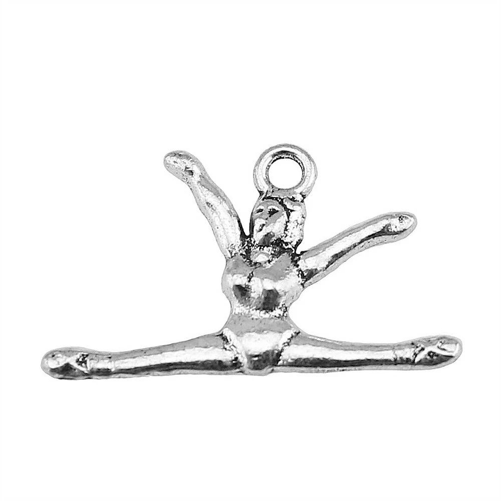 WYSIWYG 10pcs 22x16mm Antique Silver Color Pendants Charm Gymnastics Pendants Gym Pendants Gymnastics