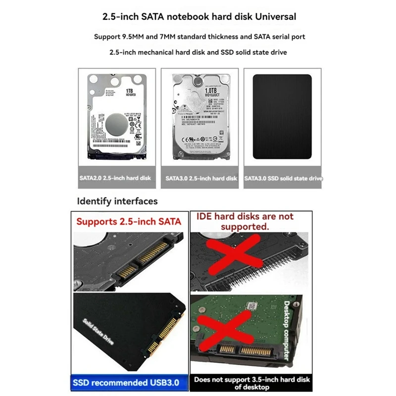 USB 3.0 To SATA Cable USB C Hard Drive Adapter Cable For 2.5 Inche Hard Drive Adapter Cable Computer Connector Converter