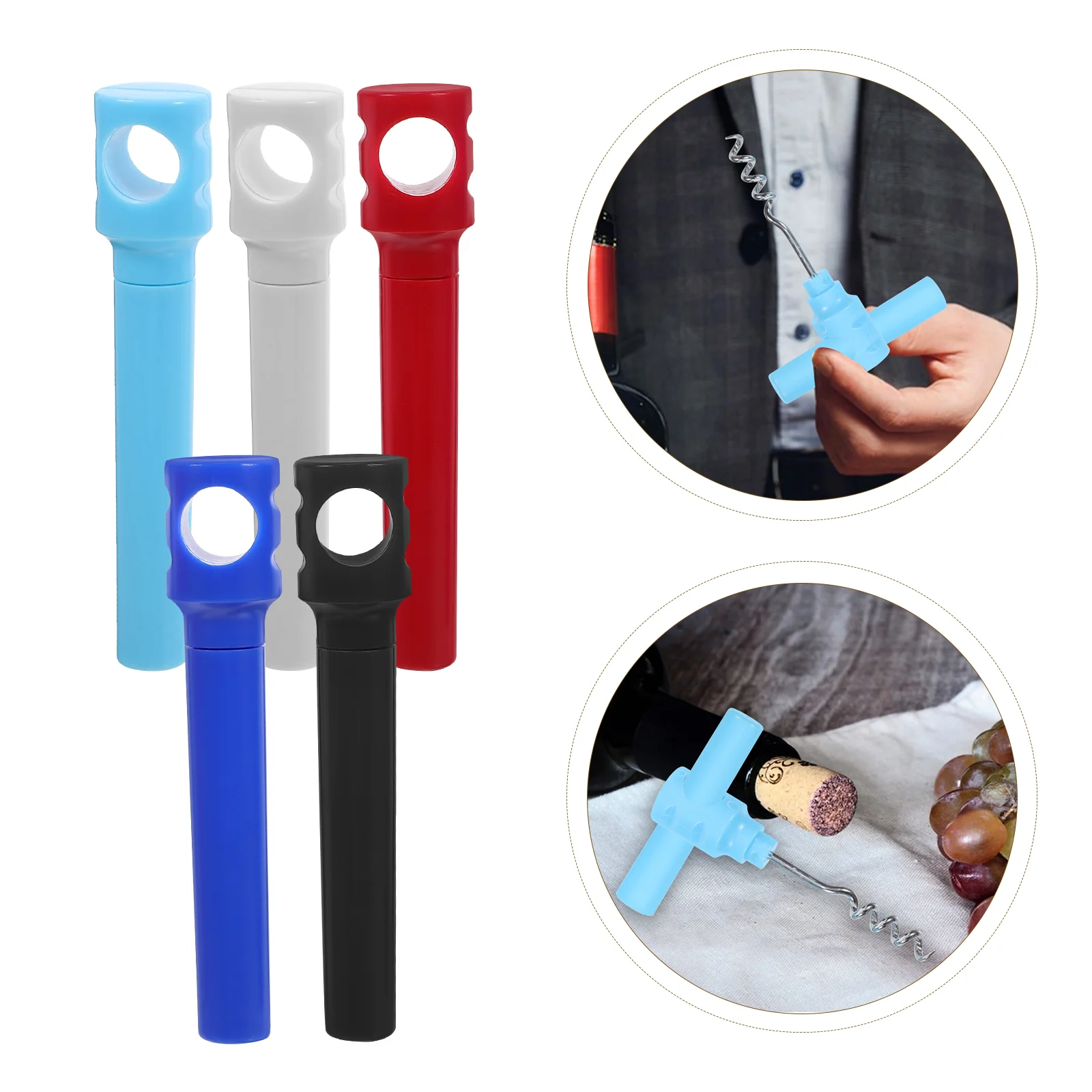 

5 Pcs Air Pressure Corkscrew Opener Travel Manual Can Flask 5pcs Glasses Bottle Lid Opening Tool