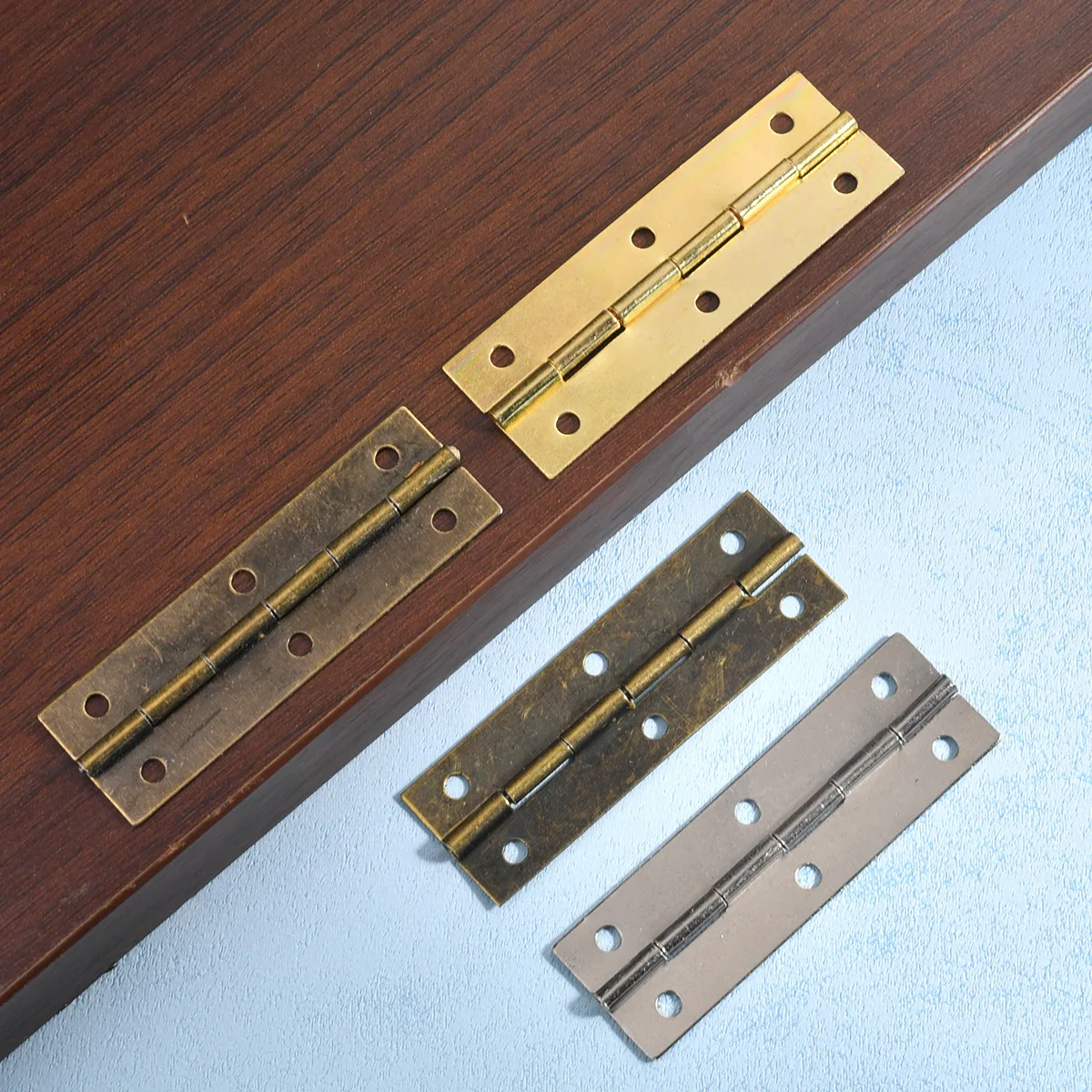 10Pcs 59*20mm Vintage Cabinet Hinges Furniture Hardware Jewelry Chest Gift Wine Box Dollhouse Door Window Bronze Gold Hinges