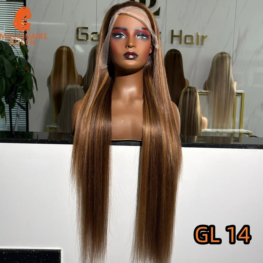 

15A 300% Brown Roots Highlight Wigs For Women 13X4 Lace Front Wig Human Hair Preplucked Highlight 613 Lace Frontal Wig