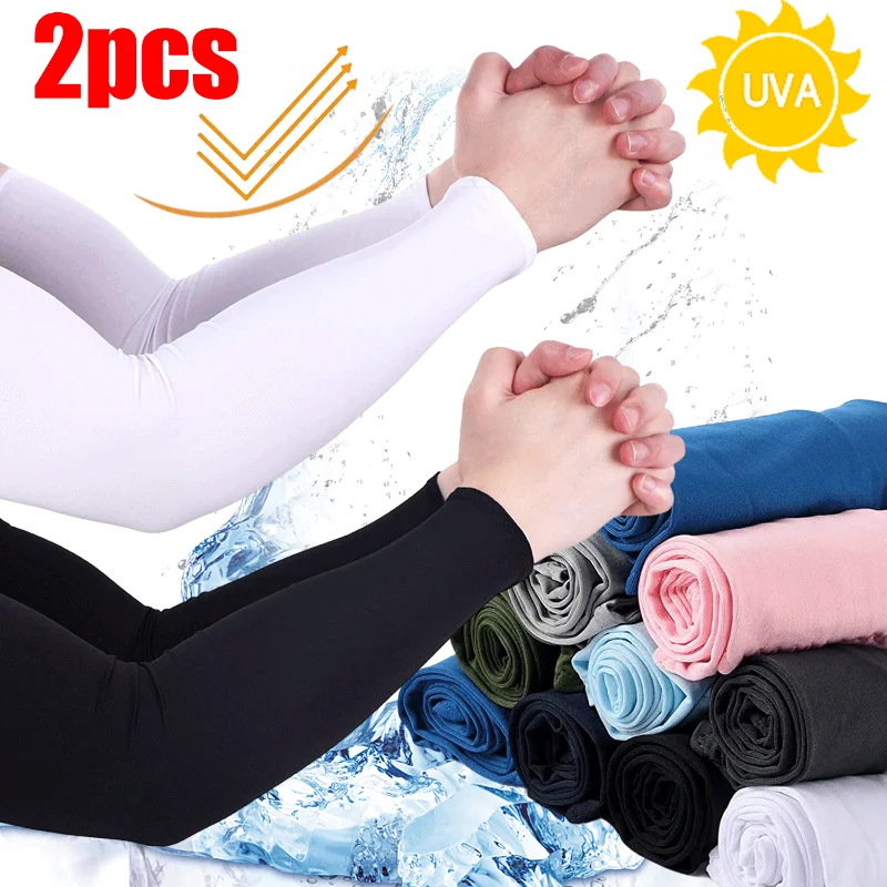 2pcs Summer Cool Cycling Arm Sleeves Sport Arm Sleeves Anti-sunburn Sunscreen Uv Sports Safety Fitness Arm Anti-UV Arm Sleeves