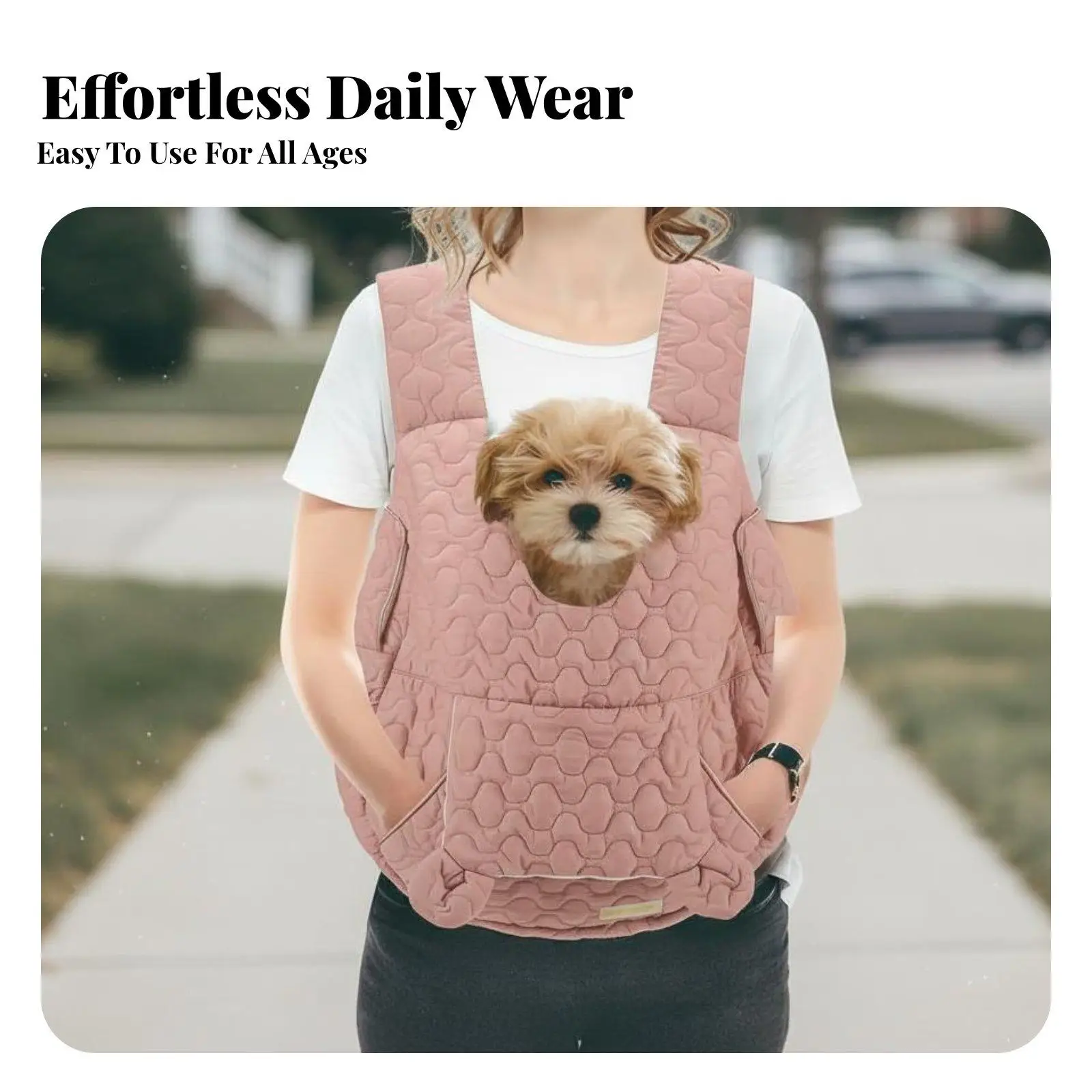 Small Dog Carrier Backpack with Safety Rope and Mesh Panels for Hiking Shopping Vet Visits Travel