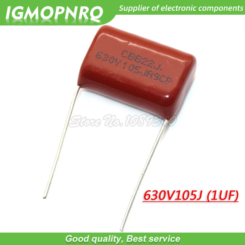 

10 шт. 630V105J 630 в 1 мкФ шаг 20 мм 105 1000NF CBB 630V105J-P20 полипропиленовый пленочный конденсатор