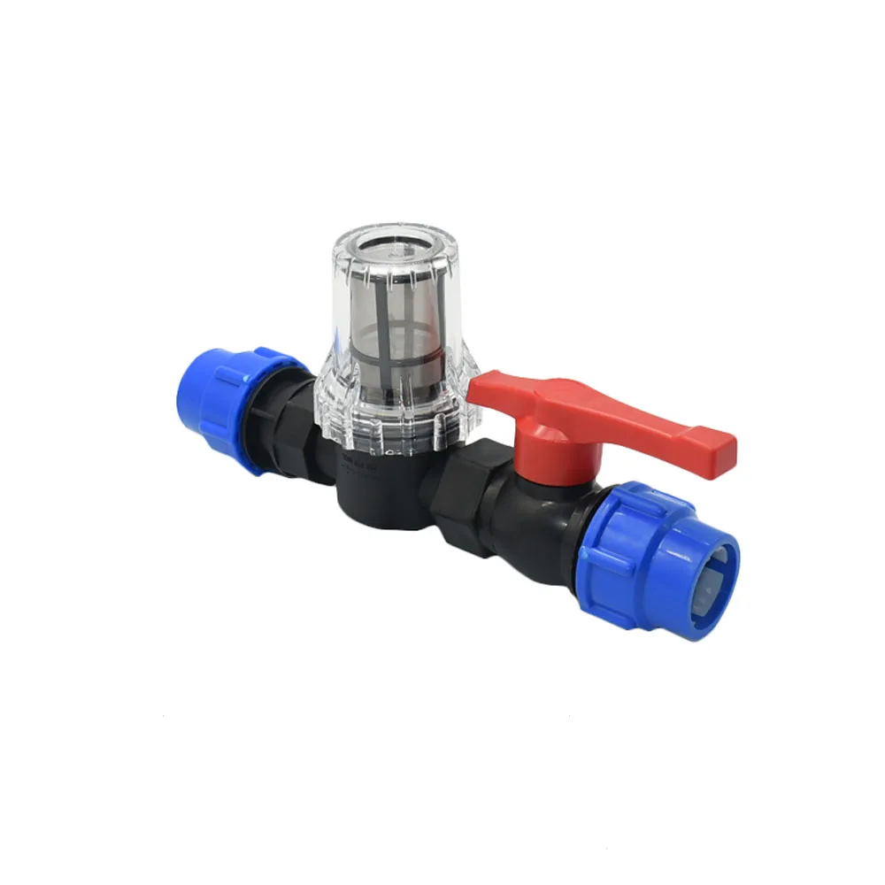 25mm 32mm PE Pipe Water Filter With Plastic Tube Quick Connector 80 Mesh Filter Garden Drip Irrigation Adapter