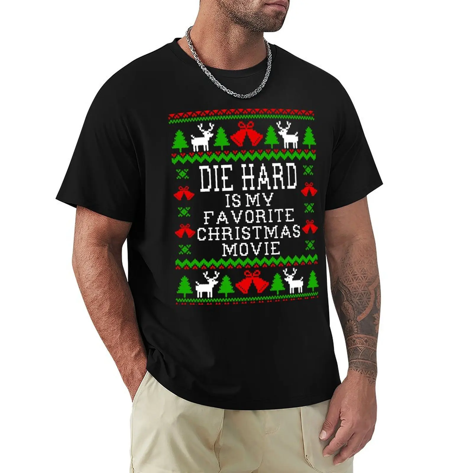 

Die Hard Is My Favorite Christmas Movie - Ugly Christmas Sweater Style T-Shirt tees heavyweight t shirts for men