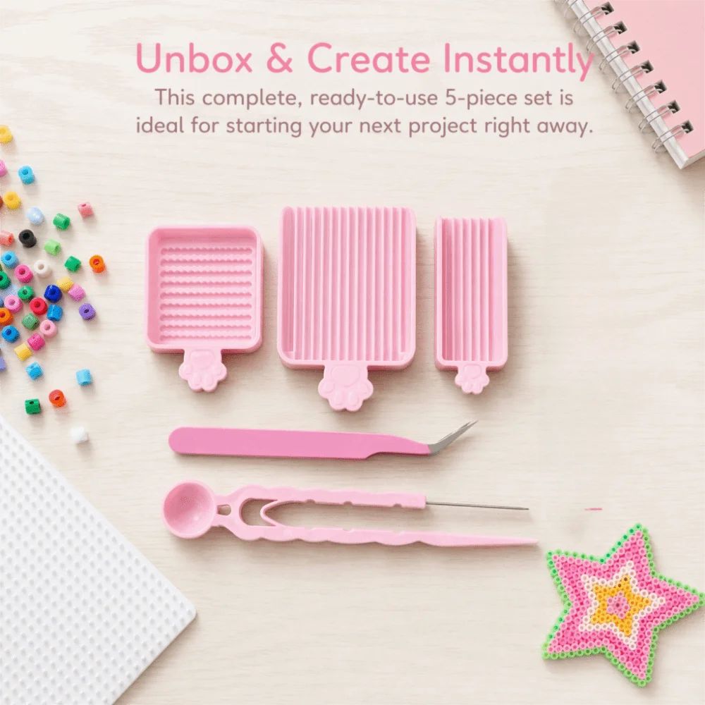 5Pcs Efficient Padding Fuse Beads Tools Set Single Needle Tweezer Handheld Tray Beads Tray Kit Bean Shovel Creative