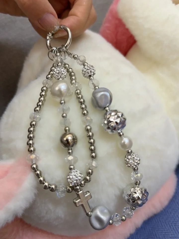 

Роскошный ретро-брелок со стразами и жемчугом, браслет-брелок, ремешок для телефона, ремешок для камеры мобильного телефона, анти-потерянный кулон