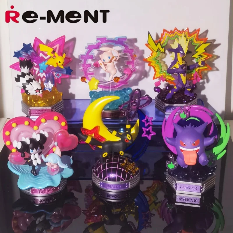 Re-Ment Pokémon colección de fiesta de neón Pikachu & Galar Jiguzuma Mew Strinder Bracky Gangar Gothimiru & Mibrim juguetes originales regalo
