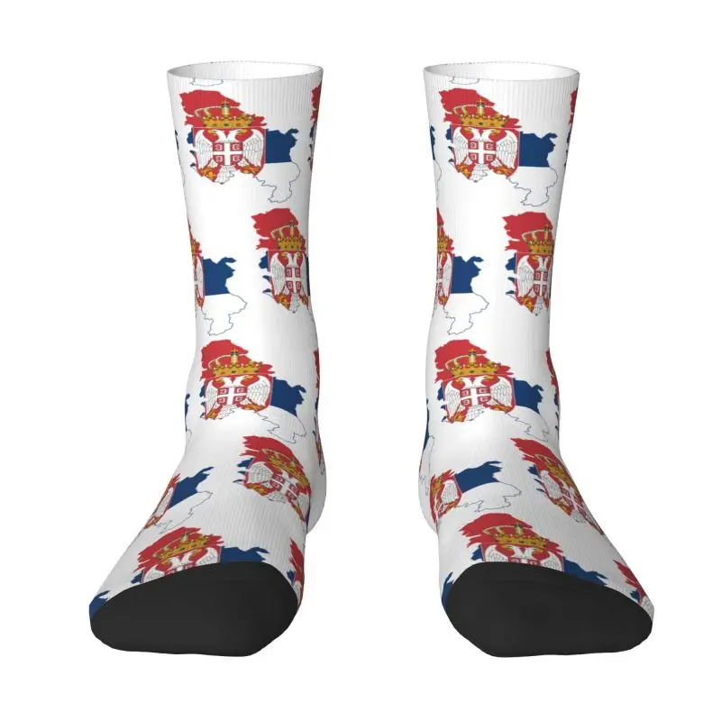 Kawaii Serbia Flag Map Socks Men Women Warm 3D Print Serbian Proud Sports Football Socks