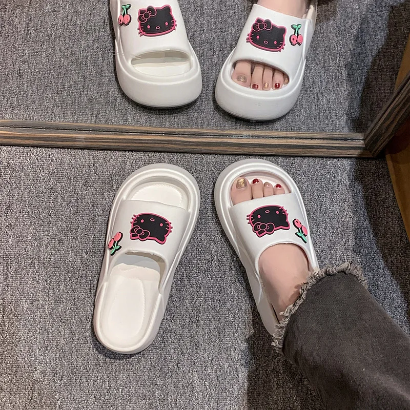 Letnie damskie kapcie damskie na platformie Eva Hello Kitty rosną o 5cm w trendach podróżują na zewnątrz casualowe sandały kapcie domowe