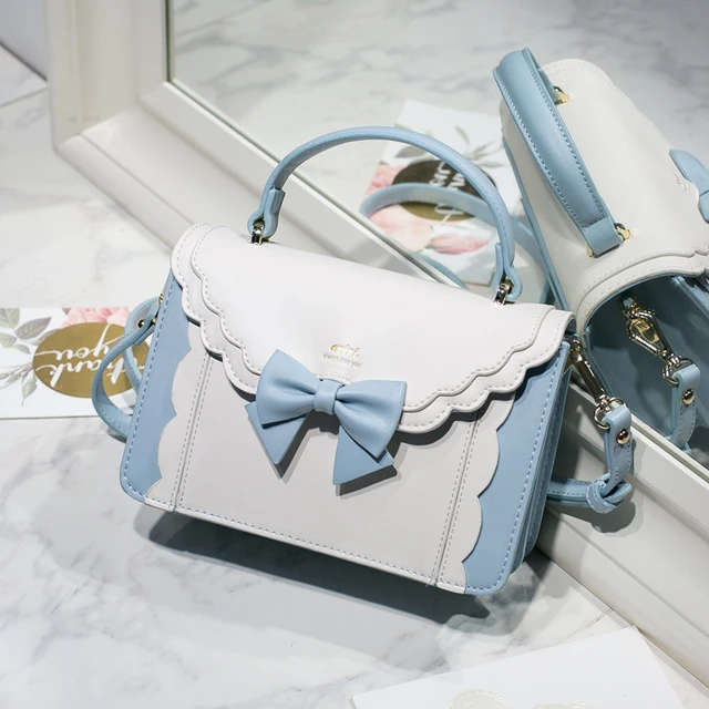 Pink Bow Lolita Handbag for Girls Cute Women Purses Kawaii Totes Female Shoulder Bags Japanese Style Crossbody Bag Pu Leather AliExpress