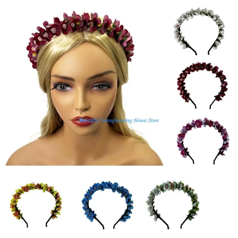 

E56A Comfortable Fabric Hair Band Gentle Hold Artificial Flower Headbands Hairpiece