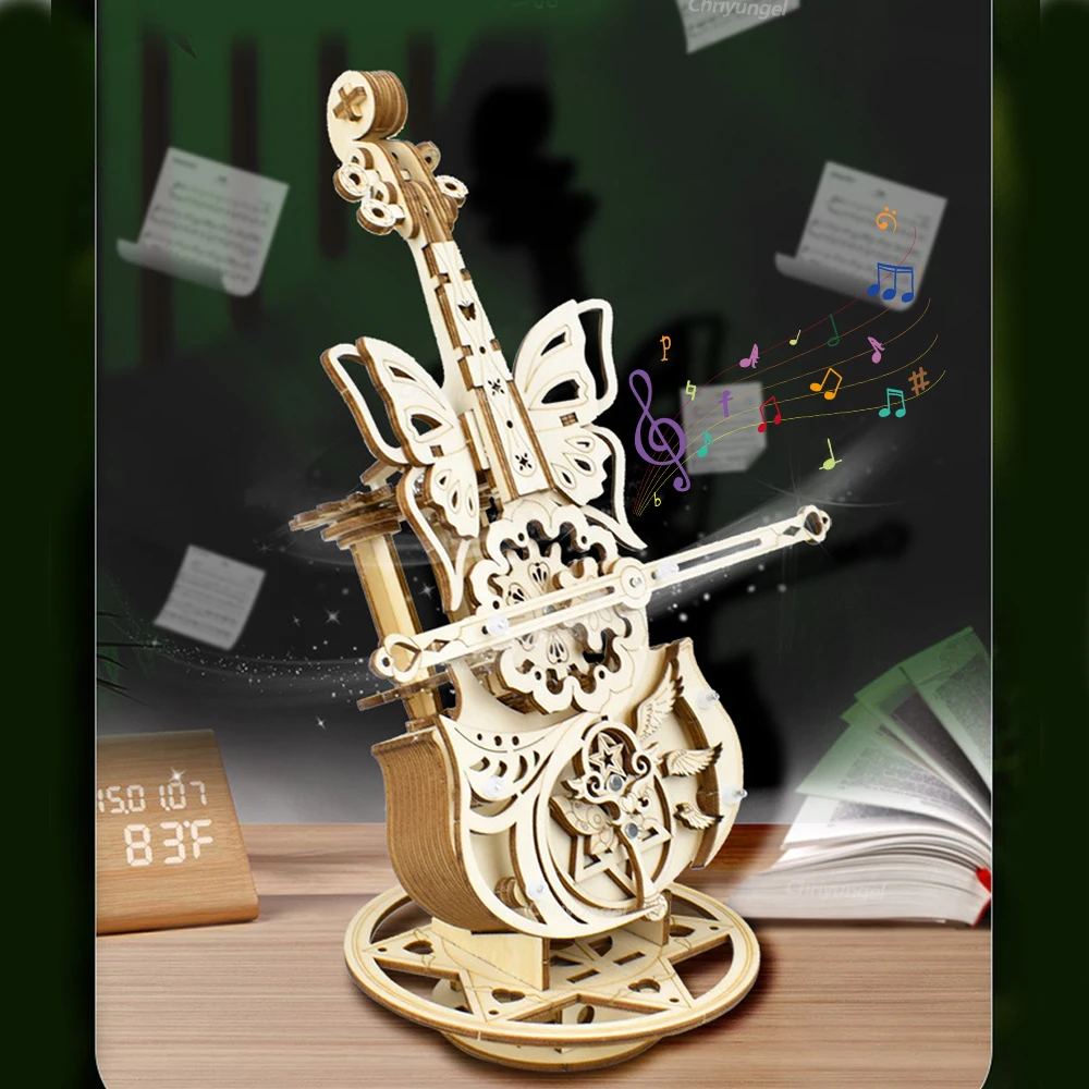 Puzzle 3D Drewniany model wiolonczeli DIY Montaż skrzypiec Zestawy do budowania domu Salon Dekoracje Rękodzieło Prezent dla dorosłych Dzieci