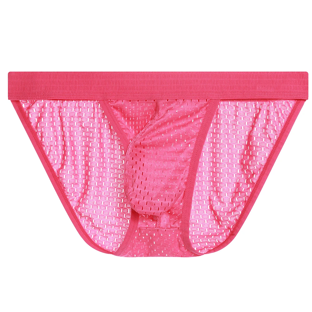 

Breathable High Fork U Convex Mesh Briefs for Men with Wide Elastic Waistband and Low Rise Design in Solid Colors Panties