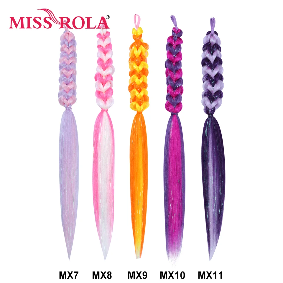 MISS ROLA New Colors  3D heart shape Braid Ponytail Synthetic Kanekalon Hair Tinsel Wire Extension Twist Braid Bulk Wholesale