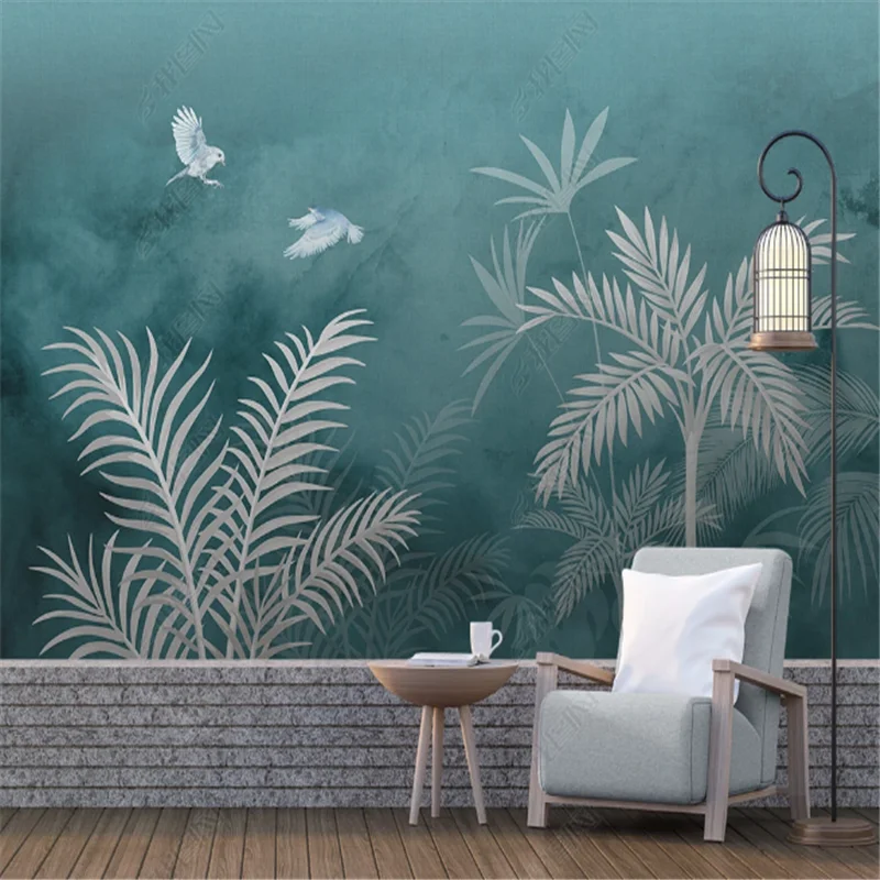 

Modern Minimalist Tropical Plant Leaves 3D Mural Wallpaper For Living Room Nostalgic TV Sofa Background Wall Paper Home Decor