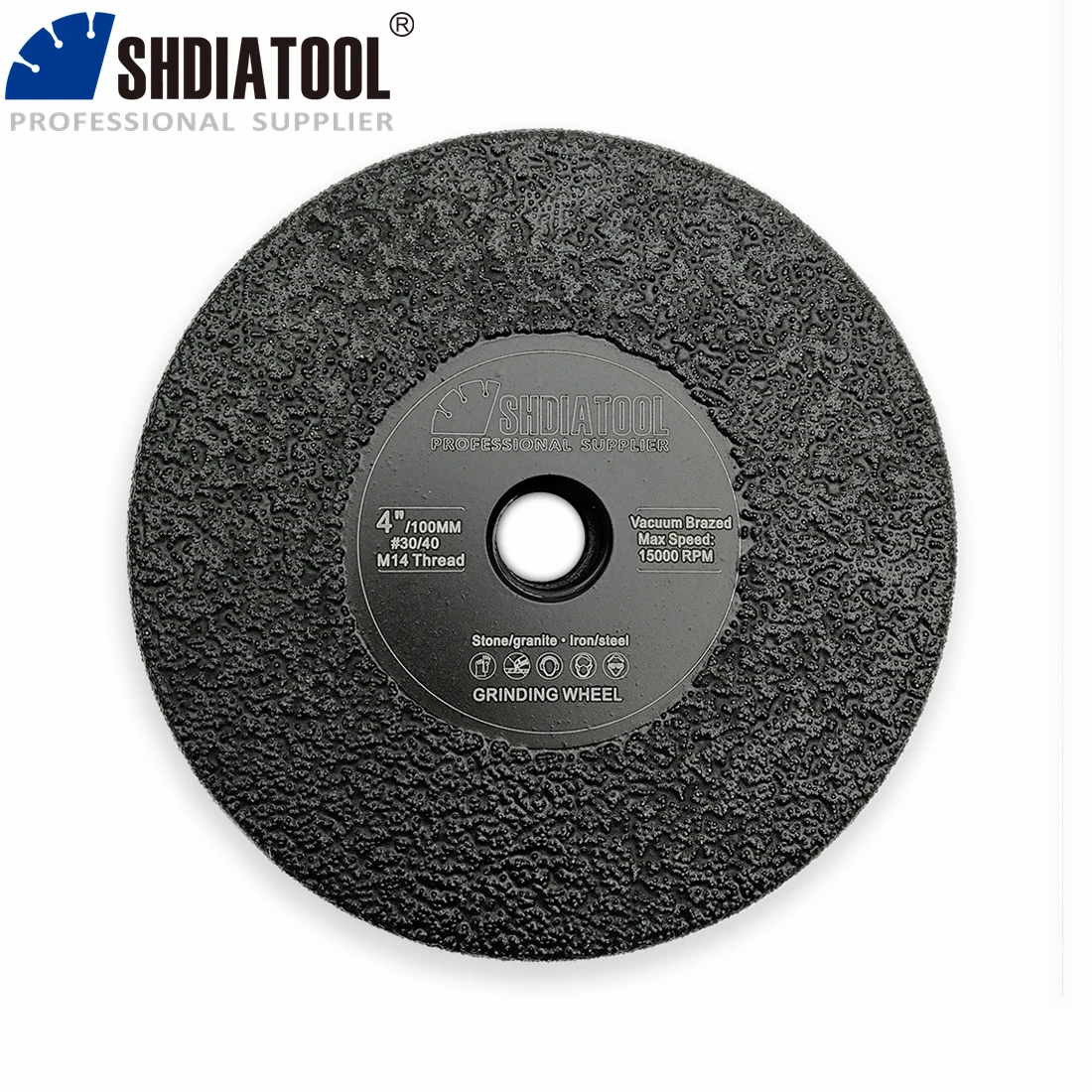 SHDIATOOL 1Pc Dia100mm M14 Vacuum Brazed Flat Grinding Wheel 4Inch Grinder Disc For Granite Marble Artificial Stone