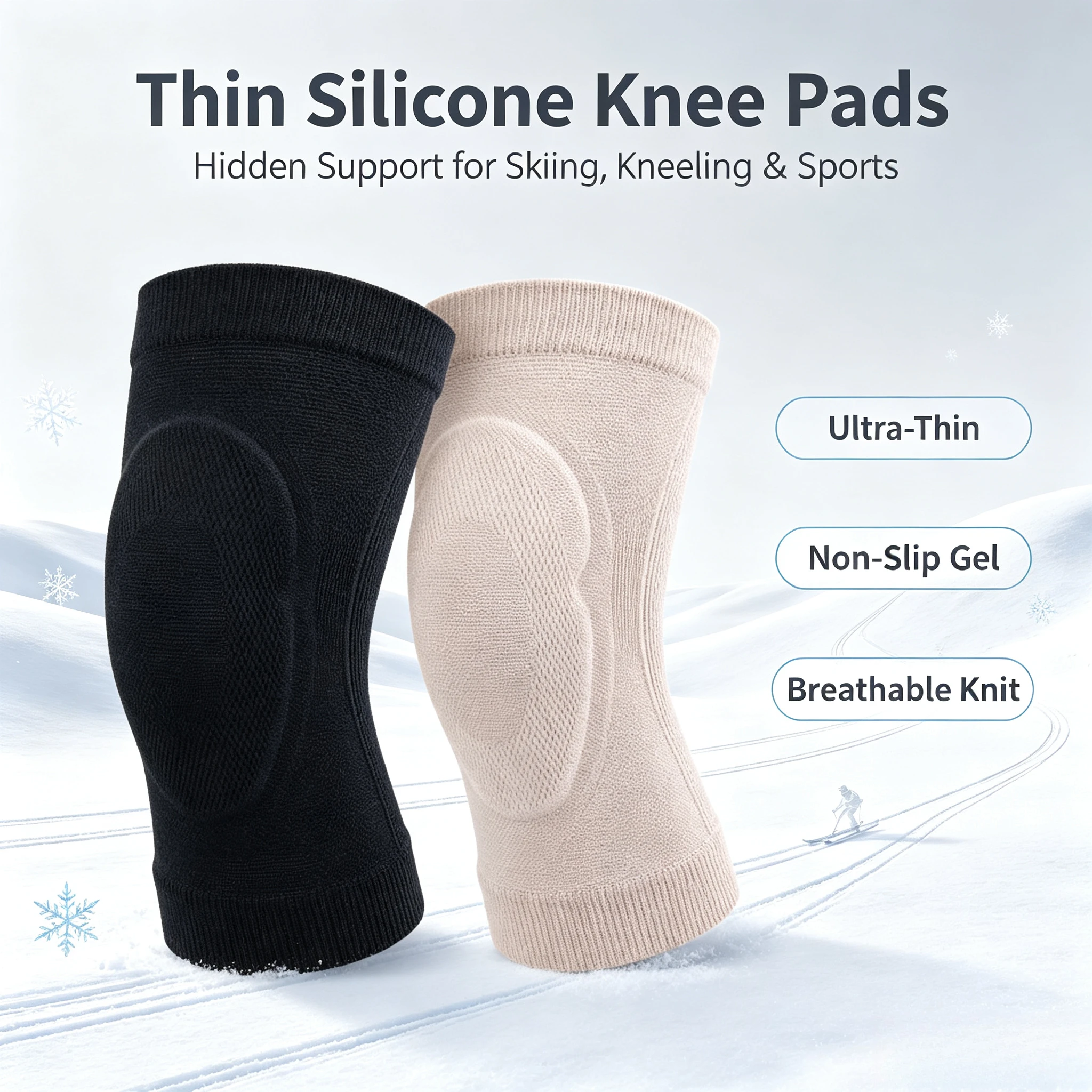 Ultra‑Thin Invisible Silicone Knee Pads Anti‑Collision Knee Cushion for Kneeling Work Figure Skating Skiing Sport Knee Protector