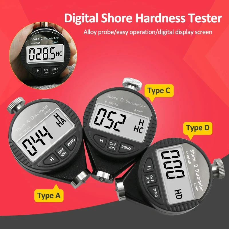 Digital Shore Hardness Durometer Digital Hardness Tester Hardness Meter Shore 0-100 A/C/D For Plastic Leather Rubber Multi-resin