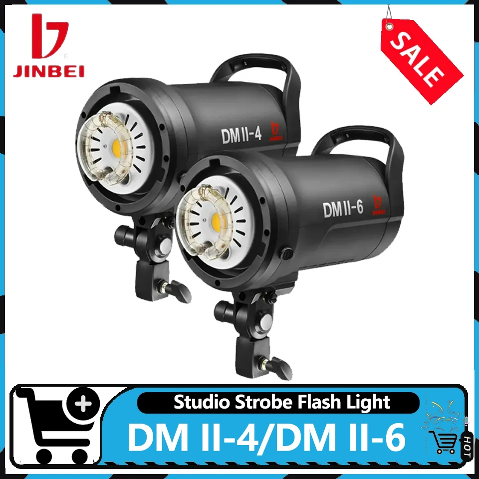 Luz de Estúdio JINBEI DMII-4 DMII-6, Flash Estroboscópico Sem Fio 2.4G, Luz de Estúdio de 15W, Tempo de Recarga de 0.1-0.9S