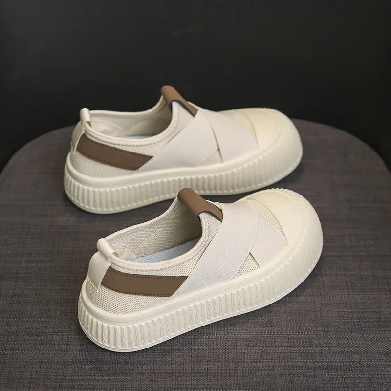 2024 Nieuwe Dames Sneakers Antislip Platform Schoenen Rubber Dames Casual Schoenen Ademende Slip-On Damesschoenen Slijtvast Tenis