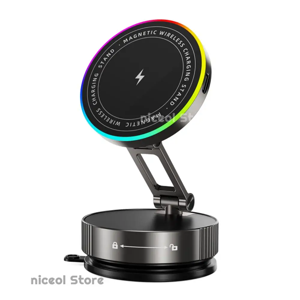 

15W Foldable Magnetic Phone Holder for MagSafe Car Mount Charger Adjustable Phone Holder for iPhone 17-12 and All Smartphones