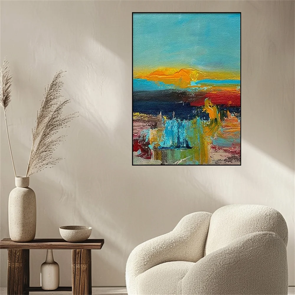 100% Handmade Abstract Poster Decor Home Modern Live Deep Brilliant Green Wall Art Turquoise Pictures Oil Painting On Canvas