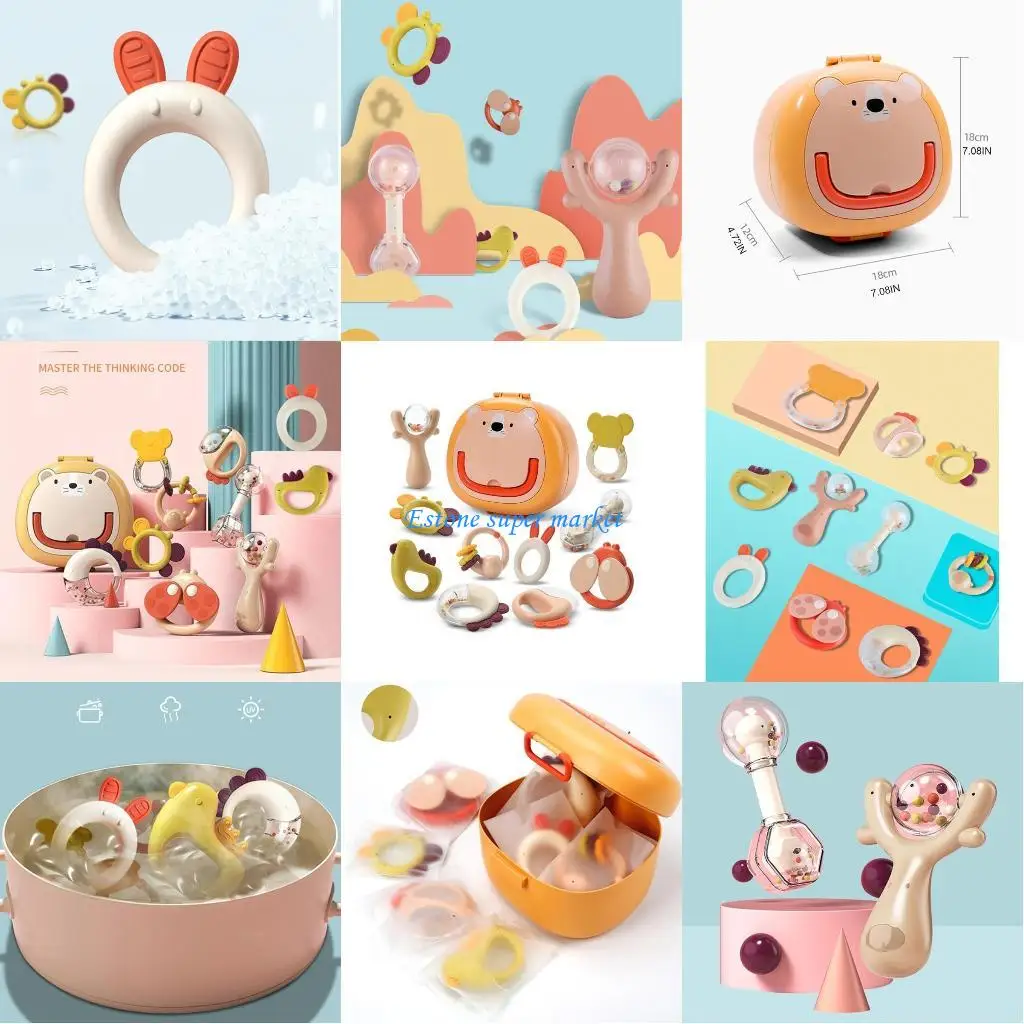 090B مليئة بالبيئة الطفولية لحماية عضاضة 10 قطع من حلقات التسنين ذات الألوان المختلطة للأطفال من 0 3 6 9 #1