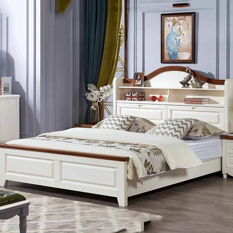 High End Kawaii Tweepersoonsbed Slaapkamer Waterdichte Opslag Moderne Luxe Bedden Queen Twin Hout Wit Camas De Dormitorio Meubilair