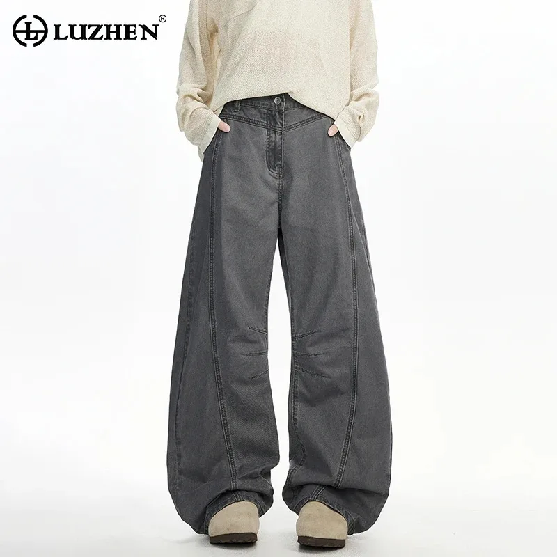 

LUZHEN Pants Stripe Textured Solid Color Loose Straight Casual Men's 2025 New High Quality Korean Fashion Male Trousers JY6068
