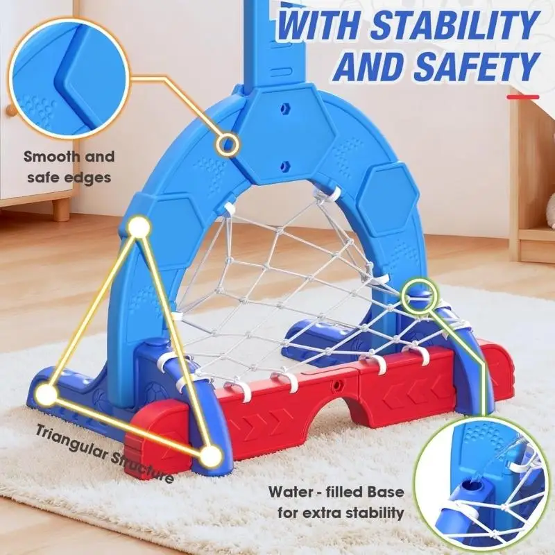 

Modifiable Basketball Goal for Kids Height Configuration for Various Epochs Strong Base Fillable for Safety Transportable 24BD