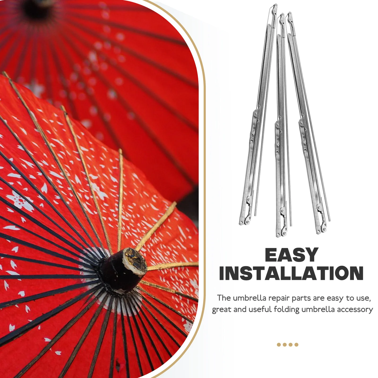 

3Pcs Folding Umbrella Ribs Repair Parts Accessories Excellent Craftsmanship Reliable Durability Umbrella Repair Accessories