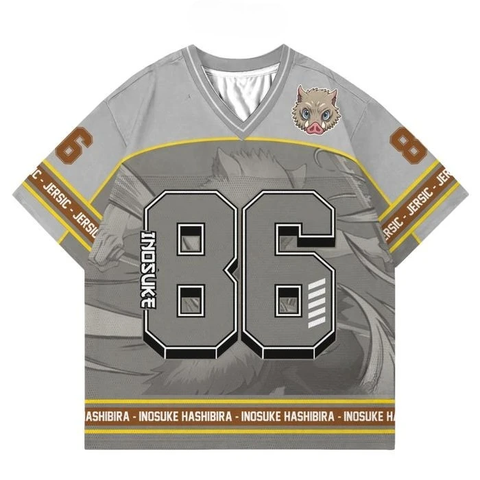 Demon Slayer Inosuke Hashibira Anime Serie Nummer 86 Jersey Oversize Kpop Baseball Hockey Outfit T-Shirt Täglich Unisex Tops T-Shirts