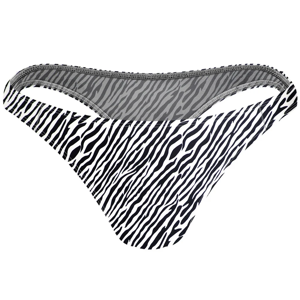 

Erotic Men Underwear Zebra Striped Ice Silk Elastic Quick Dry Brief Gay Sexy Low-rise U Convex Pouch Bikini Cool Feel Underpants