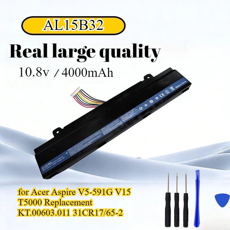

AL15B32 Battery 11.1V 56Wh for Acer Aspire V5‑591G V15 T5000 Replacement KT.00603.011 31CR17/65‑2 Li‑ion With Tools
