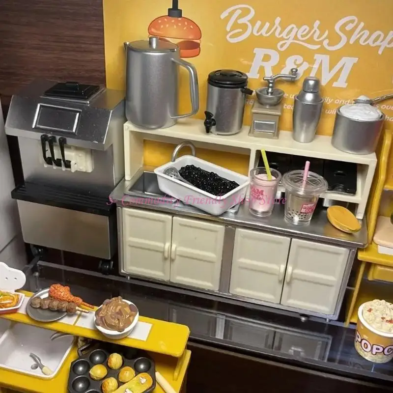 85AE Realistic 1/12 Miniature BubbleTea Shop Scene Accessories Collectible Model Cafe Set For Creative Scene Building