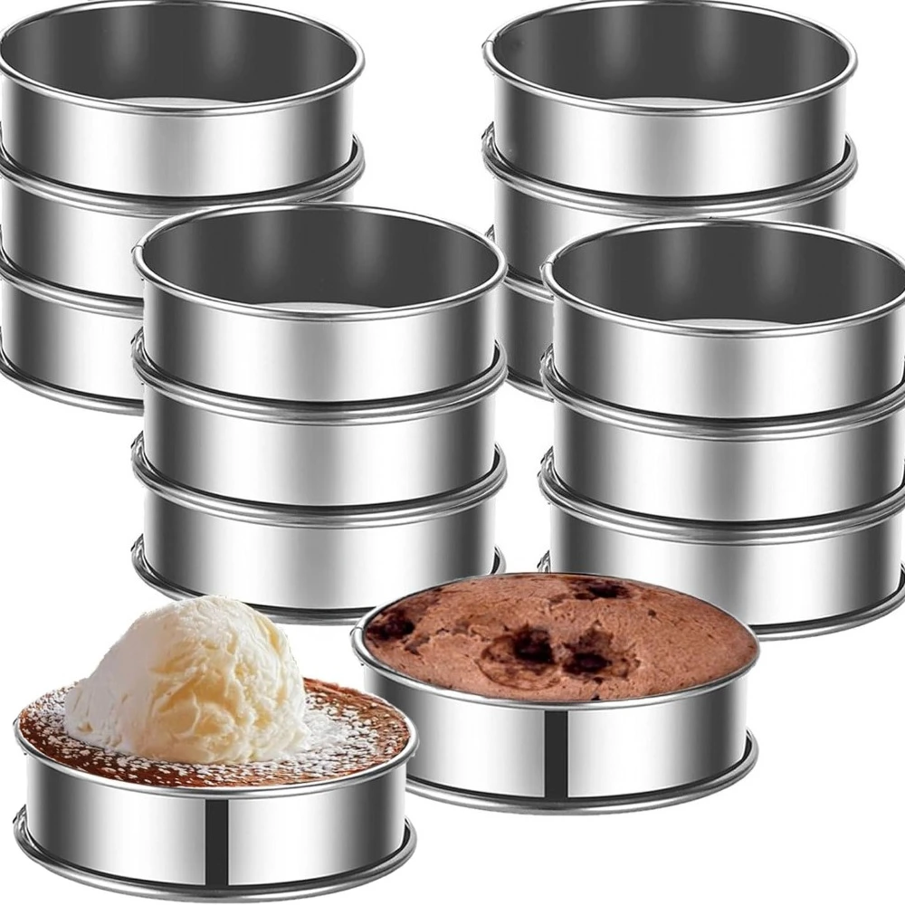 12 pacotes de anéis de muffin, moldes redondos de metal antiaderentes de aço inoxidável para bolo, biscoitos, cozinhar, assar, ferramentas de cozinha