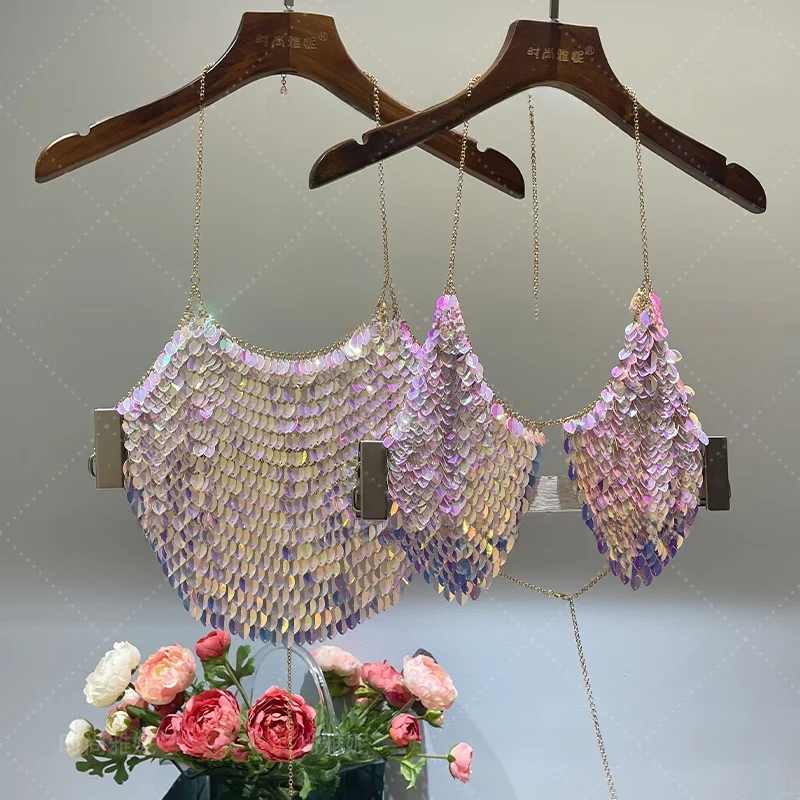 

Faionable Yan New Wrap Chest Bal Tube Top Strap Nelace Sequin Chain Nightclub Performance Top ort Length 2023 Autumn