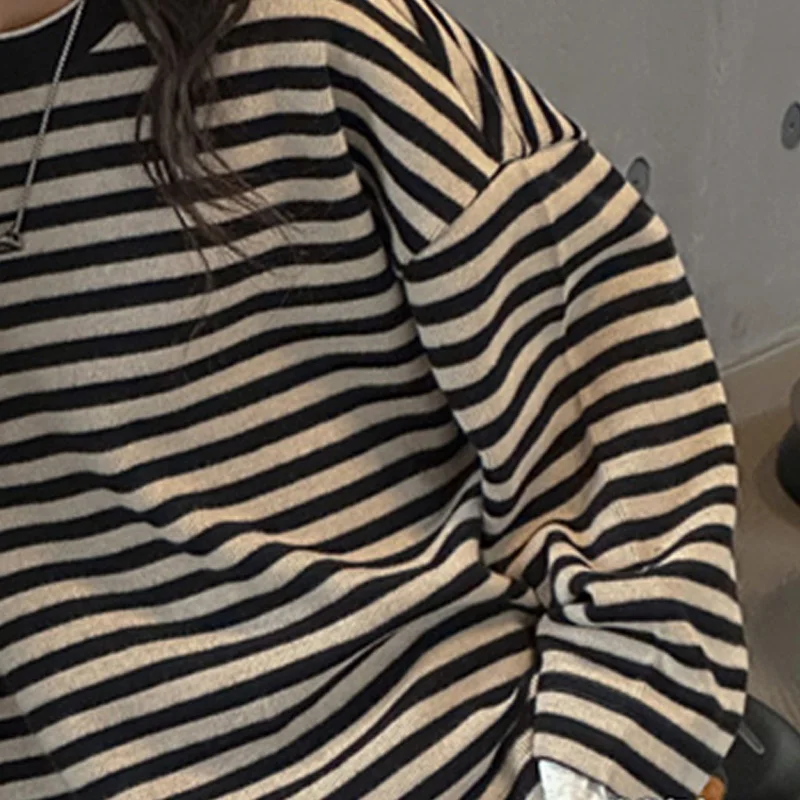 Girls Sweatshirt Kids Spring Striped Hooies 2025 New Autumn Children's Long-sleeved T-shirt Teenager Casual Clothing Tops