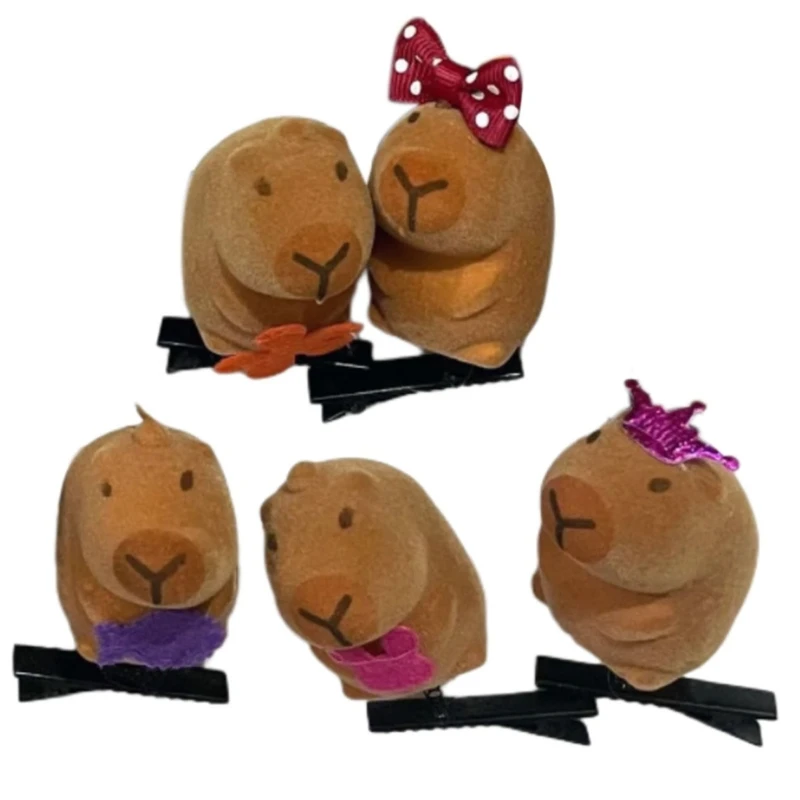 Popular Capybara Hair Clip 3D Flocking Animal Comfortable to Wear for Music Festival Everyday Use Hair Ornament