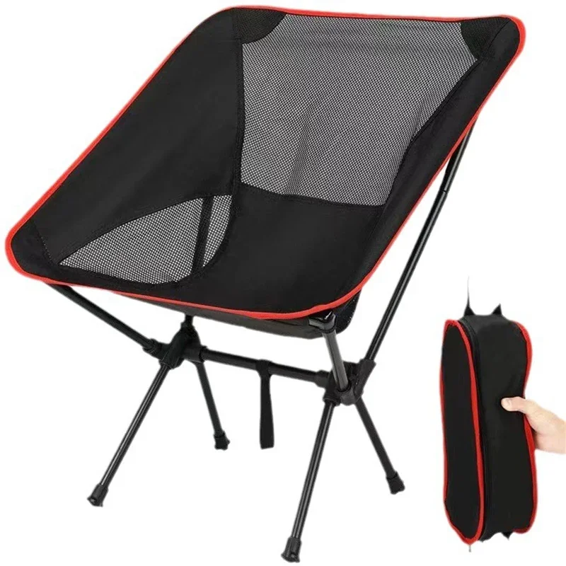 Outdoor Portable Folding Chair Moon Backrest Camping Mazar Balcony Fishing Ultralight Storage Stool Space Chair Picnic Tool