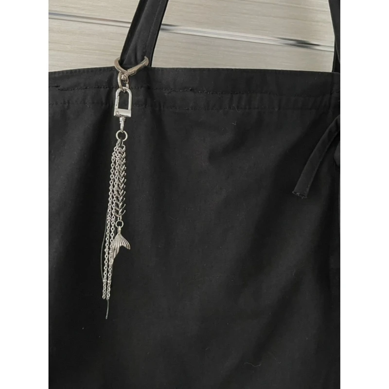 Black Rope Charm Keychains Pendant Simple Keyring Hanging Ornament Handbag Pendant Gift for Women Girls